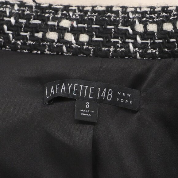 LAFAYETTE 148 NY Wool Blend Tweed Blazer Jacket Size 8 Black and White - Picture 5 of 5
